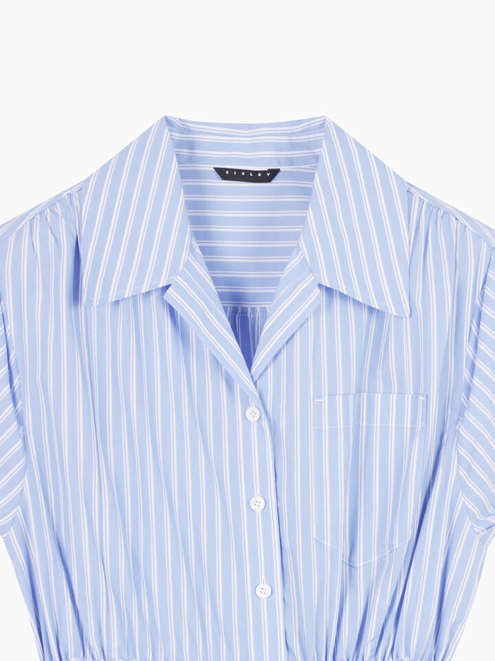 Light blue sleeveless dress with stripes - sisley k midi dresses - Light Blue | Sisley K image number 3